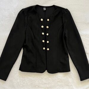 NWOT SHEIN Women's Jacket, Microfiber Black Suede w/ gold buttons, Size L